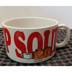 Garfield Soup Mug By Enesco 1978 Jim Davis Red/White